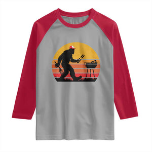Bigfoot BBQ Raglan Shirt Funny Barbecue Sasquatch Lovers Dad Grill Gift TS10 Sport Gray Red Print Your Wear