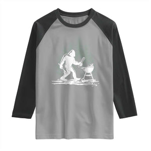 Bigfoot BBQ Raglan Shirt Funny Sasquatch Barbecue Dad Grill Gift TS10 Sport Gray Black Print Your Wear