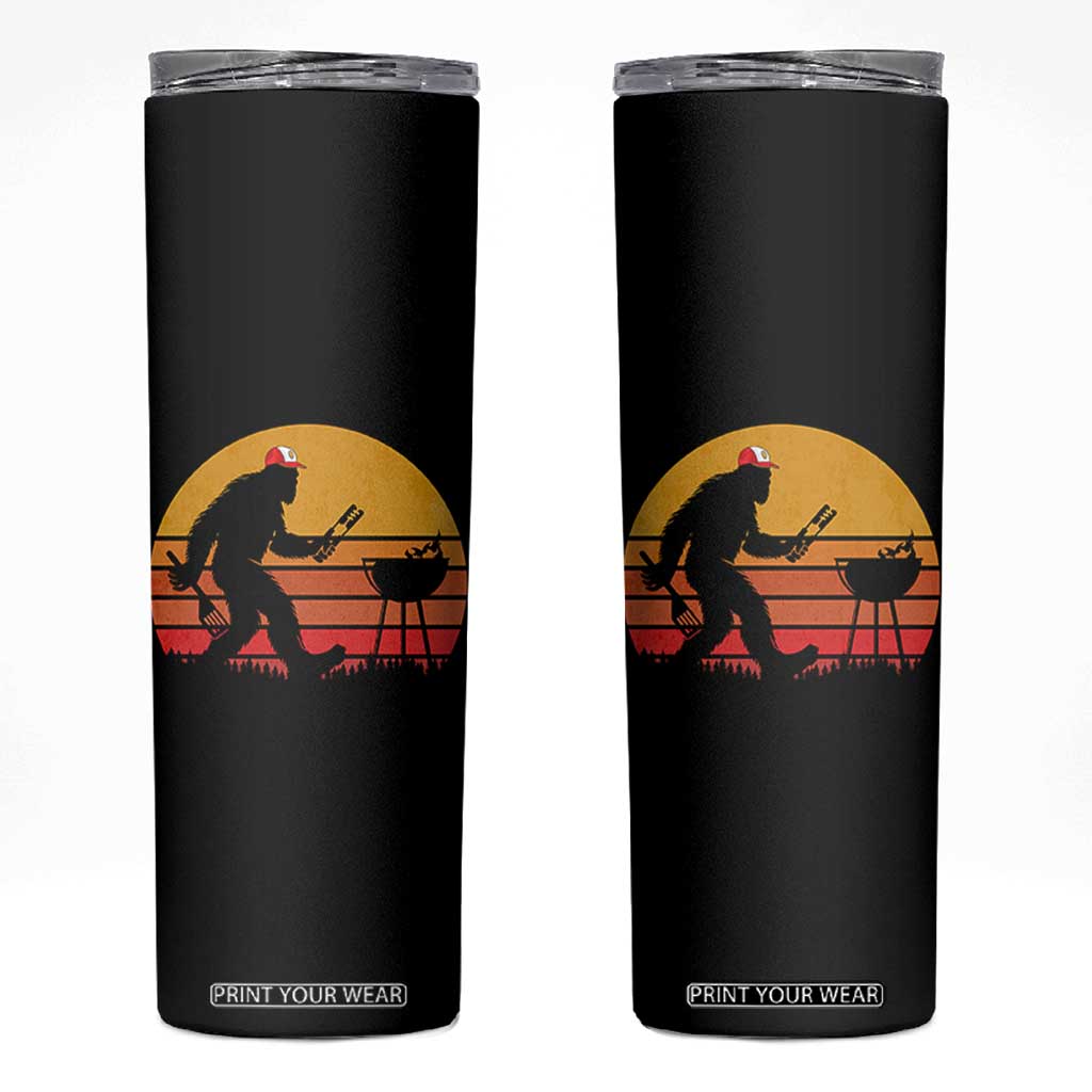 Bigfoot BBQ Skinny Tumbler Funny Barbecue Sasquatch Lovers Dad Grill Gift TS10 Black Print Your Wear