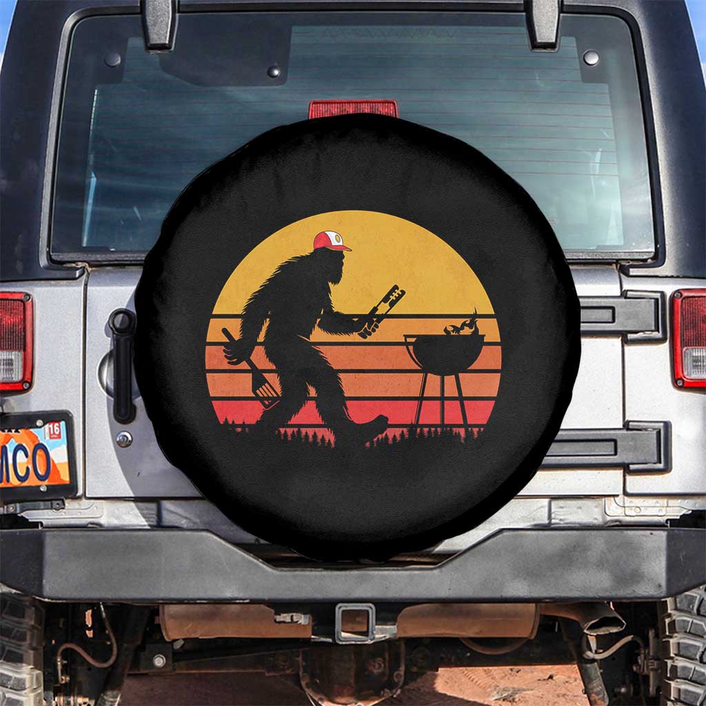 Bigfoot BBQ Spare Tire Cover Funny Barbecue Sasquatch Lovers Dad Grill Gift TS10 No hole Black Print Your Wear