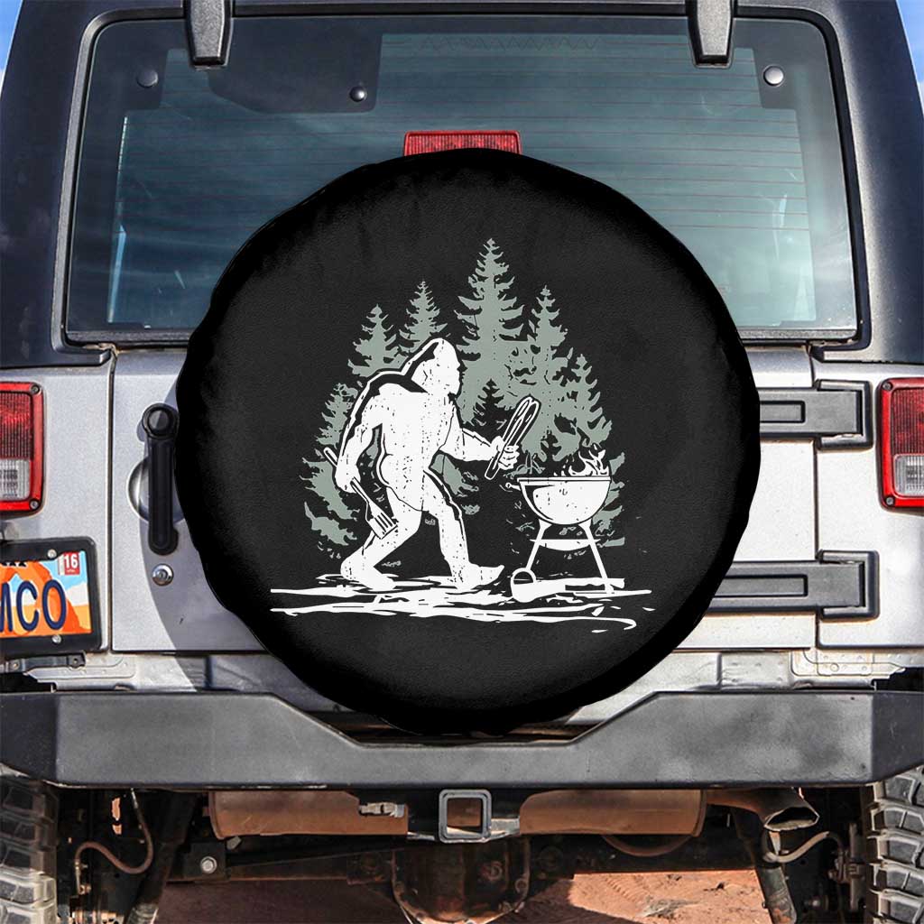 Bigfoot BBQ Spare Tire Cover Funny Sasquatch Barbecue Dad Grill Gift TS10 No hole Black Print Your Wear