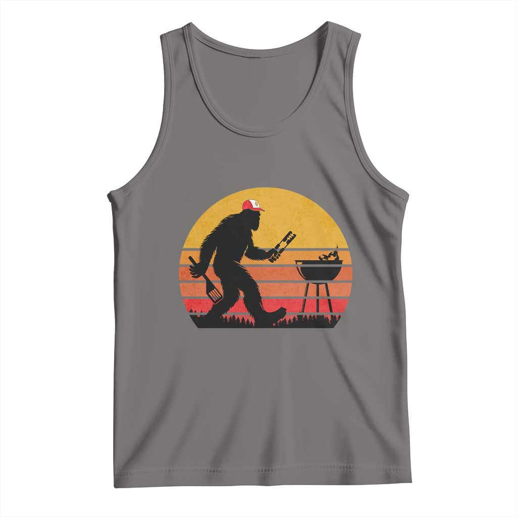 Bigfoot BBQ Tank Top Funny Barbecue Sasquatch Lovers Dad Grill Gift TS10 Deep Heather Print Your Wear