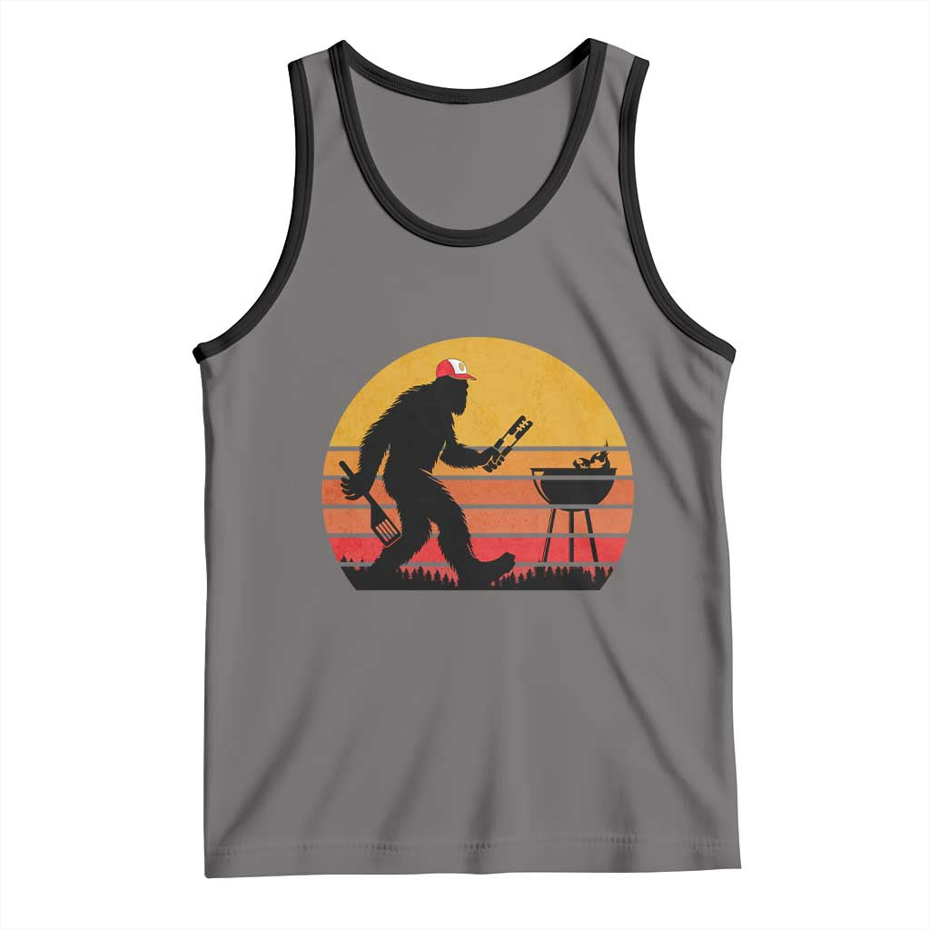 Bigfoot BBQ Tank Top Funny Barbecue Sasquatch Lovers Dad Grill Gift TS10 Deep Heather Black Print Your Wear
