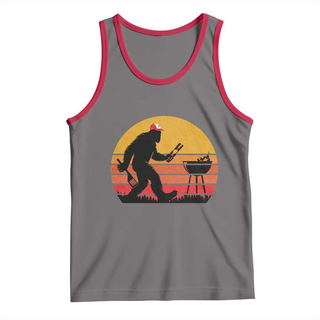 Bigfoot BBQ Tank Top Funny Barbecue Sasquatch Lovers Dad Grill Gift TS10 Deep Heather Red Print Your Wear