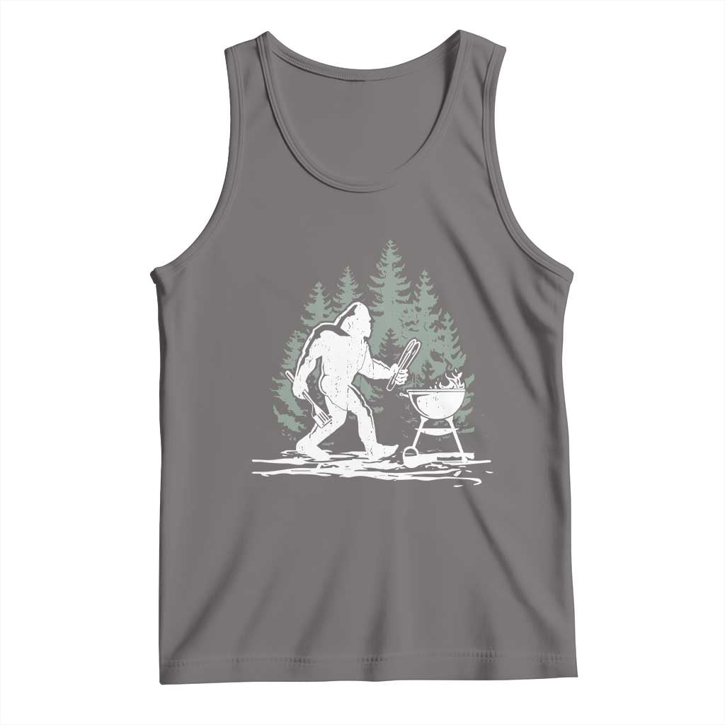 Bigfoot BBQ Tank Top Funny Sasquatch Barbecue Dad Grill Gift TS10 Deep Heather Print Your Wear