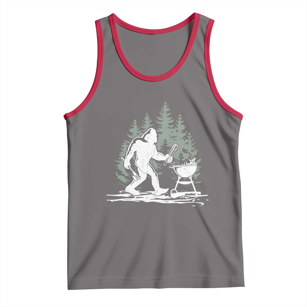 Bigfoot BBQ Tank Top Funny Sasquatch Barbecue Dad Grill Gift TS10 Deep Heather Red Print Your Wear
