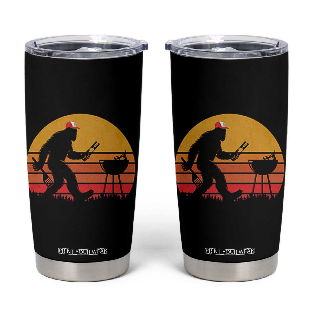 Bigfoot BBQ Tumbler Cup Funny Barbecue Sasquatch Lovers Dad Grill Gift TS10 Black Print Your Wear