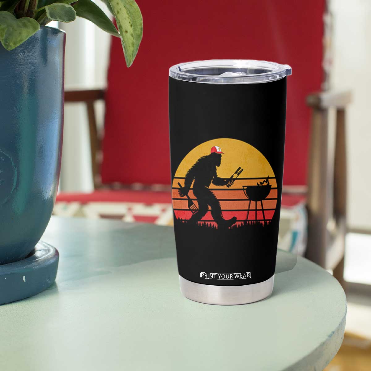 Bigfoot BBQ Tumbler Cup Funny Barbecue Sasquatch Lovers Dad Grill Gift TS10 Print Your Wear