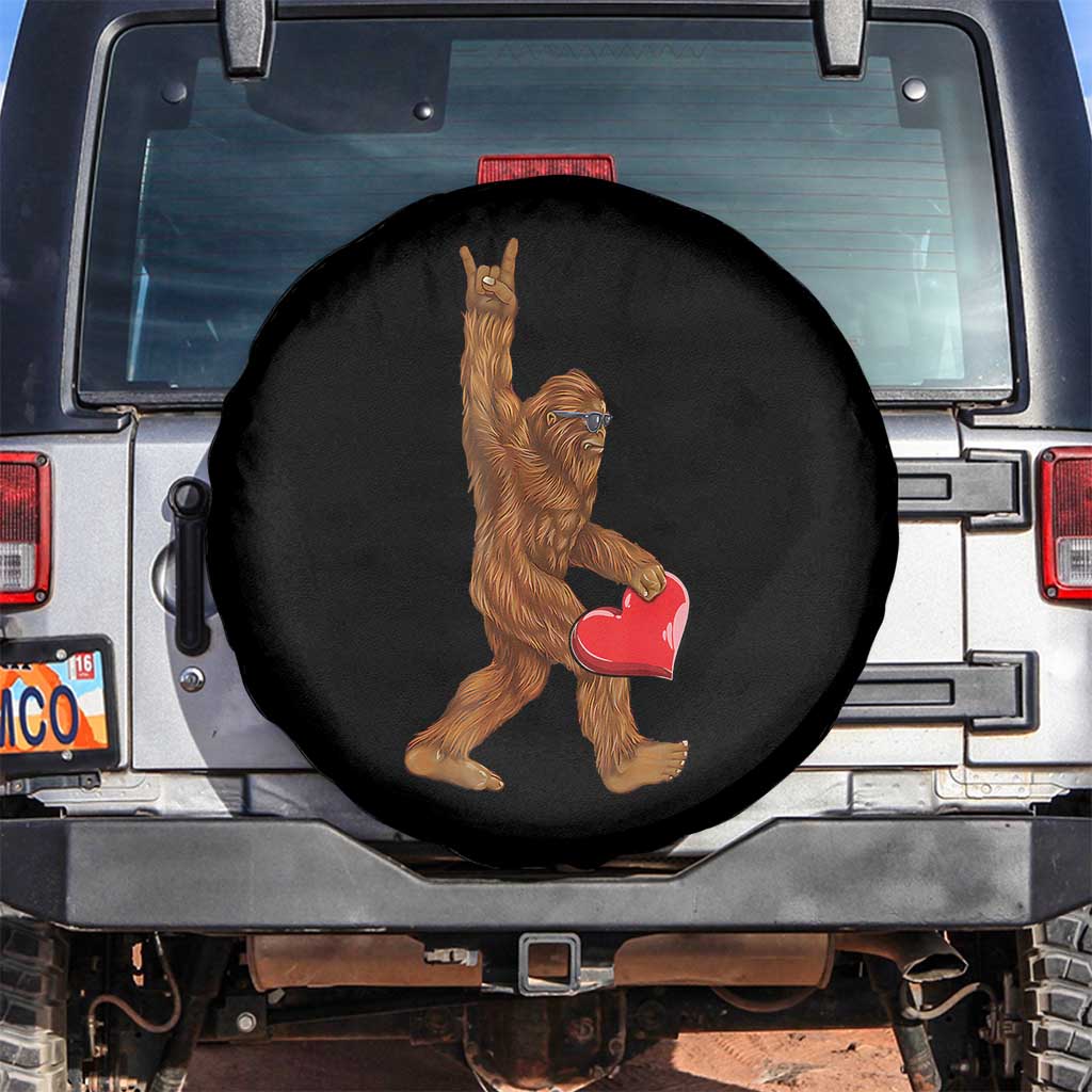 Bigfoot Heart Valentines Day Spare Tire Cover Boys Men Kids Love Sasquatch Lovers TS10 No hole Black Print Your Wear