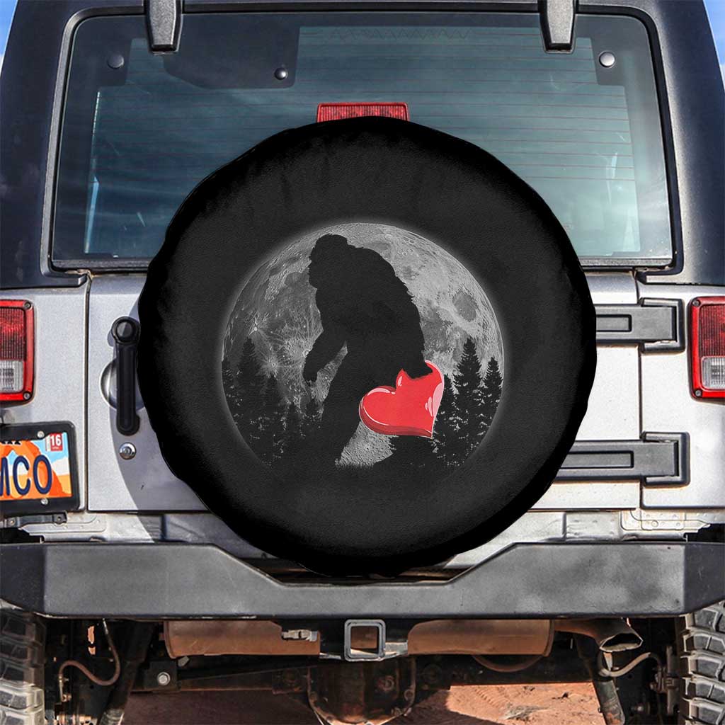 Bigfoot Heart Valentines Day Spare Tire Cover Funny Valentine Sasquatch Lovers TS10 No hole Black Print Your Wear