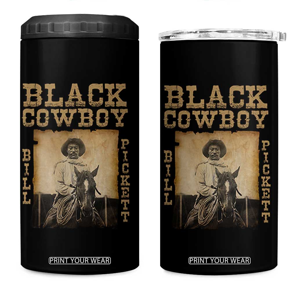 Bill Pickett 4 in 1 Can Cooler Tumbler Black Cowboy Western Legend Vintage TS02 One Size: 16 oz Black Print Your Wear