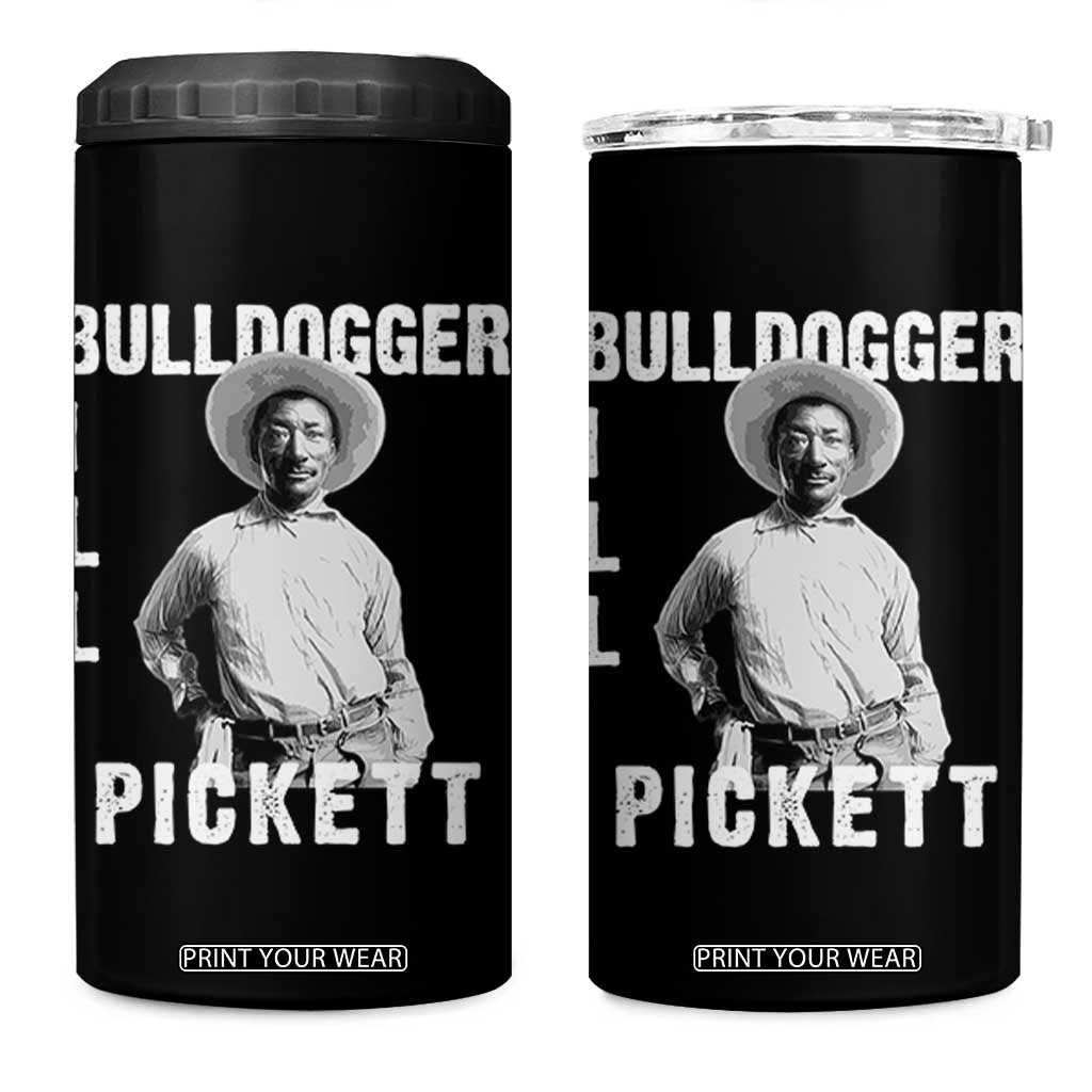 Bill Pickett 4 in 1 Can Cooler Tumbler Bulldogger Black Cowboy Western Legend Vintage TS02 One Size: 16 oz Black Print Your Wear