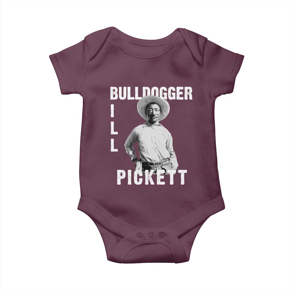 Bill Pickett Baby Onesie Bulldogger Black Cowboy Western Legend Vintage TS02 Maroon Print Your Wear