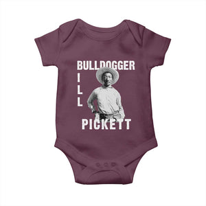 Bill Pickett Baby Onesie Bulldogger Black Cowboy Western Legend Vintage TS02 Maroon Print Your Wear