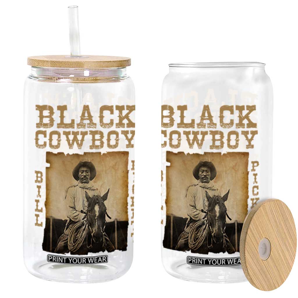 Bill Pickett Glass Can Black Cowboy Western Legend Vintage TS02 Black Print Your Wear