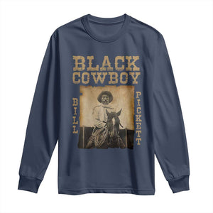Bill Pickett Long Sleeve Shirt Black Cowboy Western Legend Vintage TS02 Navy Print Your Wear