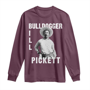 Bill Pickett Long Sleeve Shirt Bulldogger Black Cowboy Western Legend Vintage TS02 Maroon Print Your Wear
