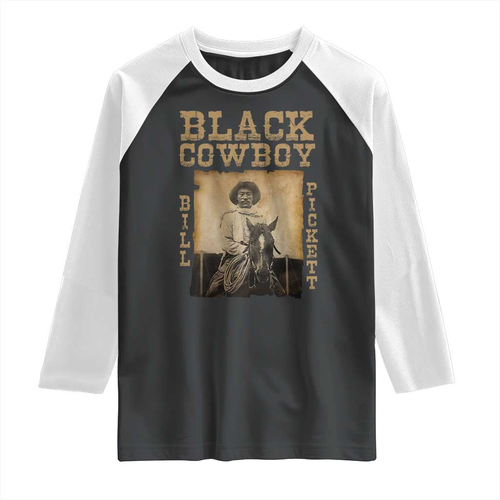 Bill Pickett Raglan Shirt Black Cowboy Western Legend Vintage TS02 Black White Print Your Wear