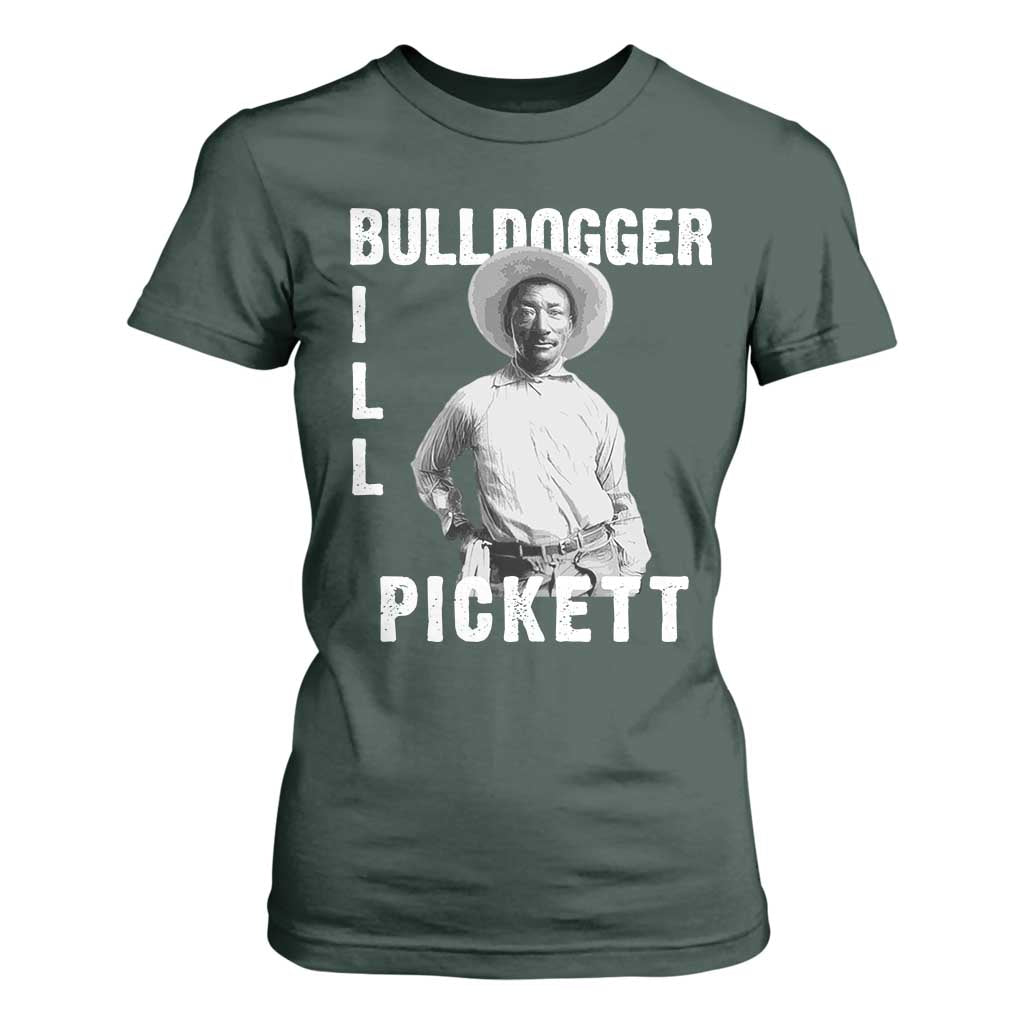 Bill Pickett T Shirt For Women Bulldogger Black Cowboy Western Legend Vintage TS02 Dark Forest Green Print Your Wear