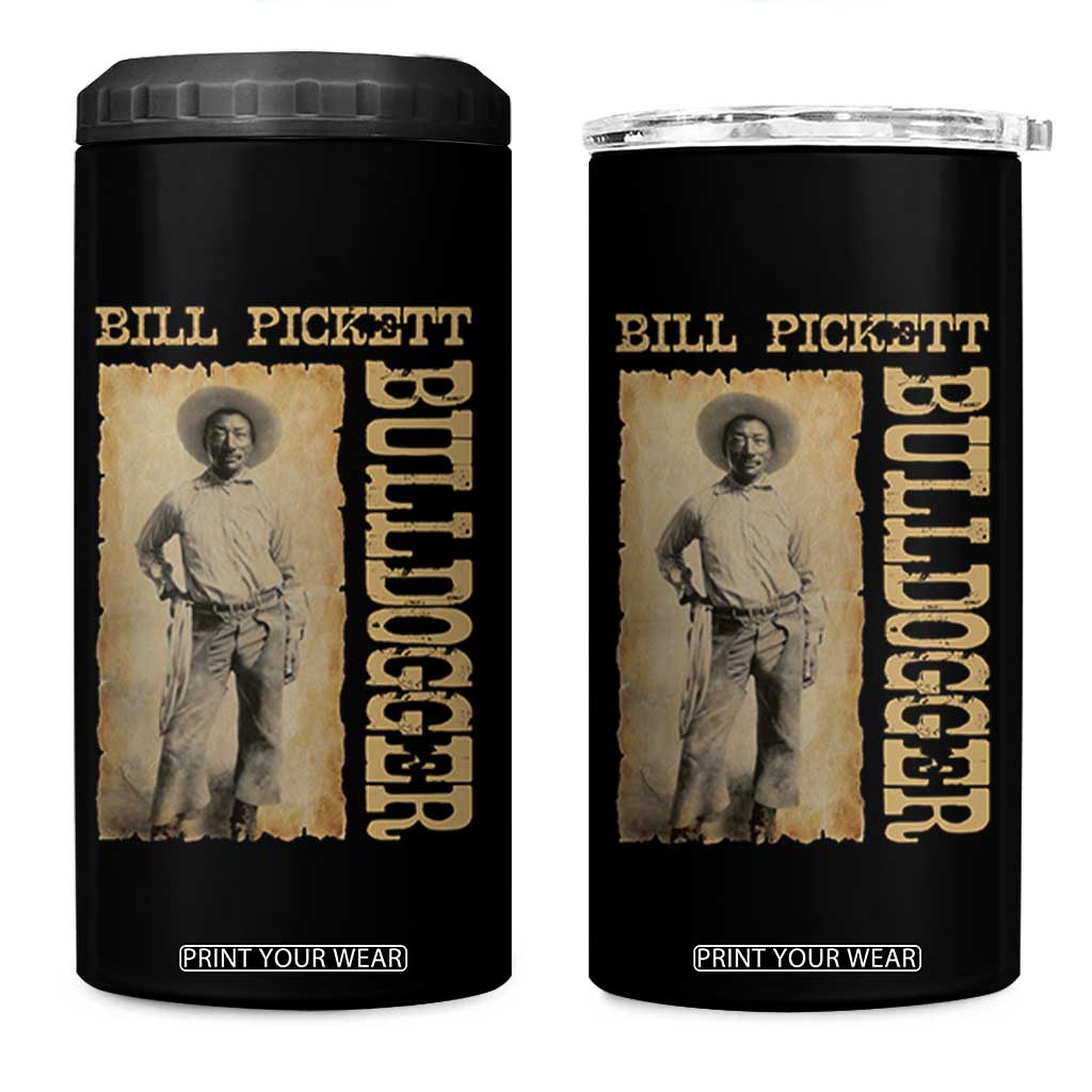 Bill Pickett The Bulldogger 4 in 1 Can Cooler Tumbler Western African American Cowboy TS11 One Size: 16 oz Black Print Your Wear