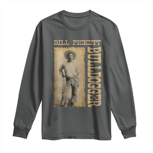 Bill Pickett The Bulldogger Long Sleeve Shirt Western African American Cowboy TS11 Dark Heather Print Your Wear