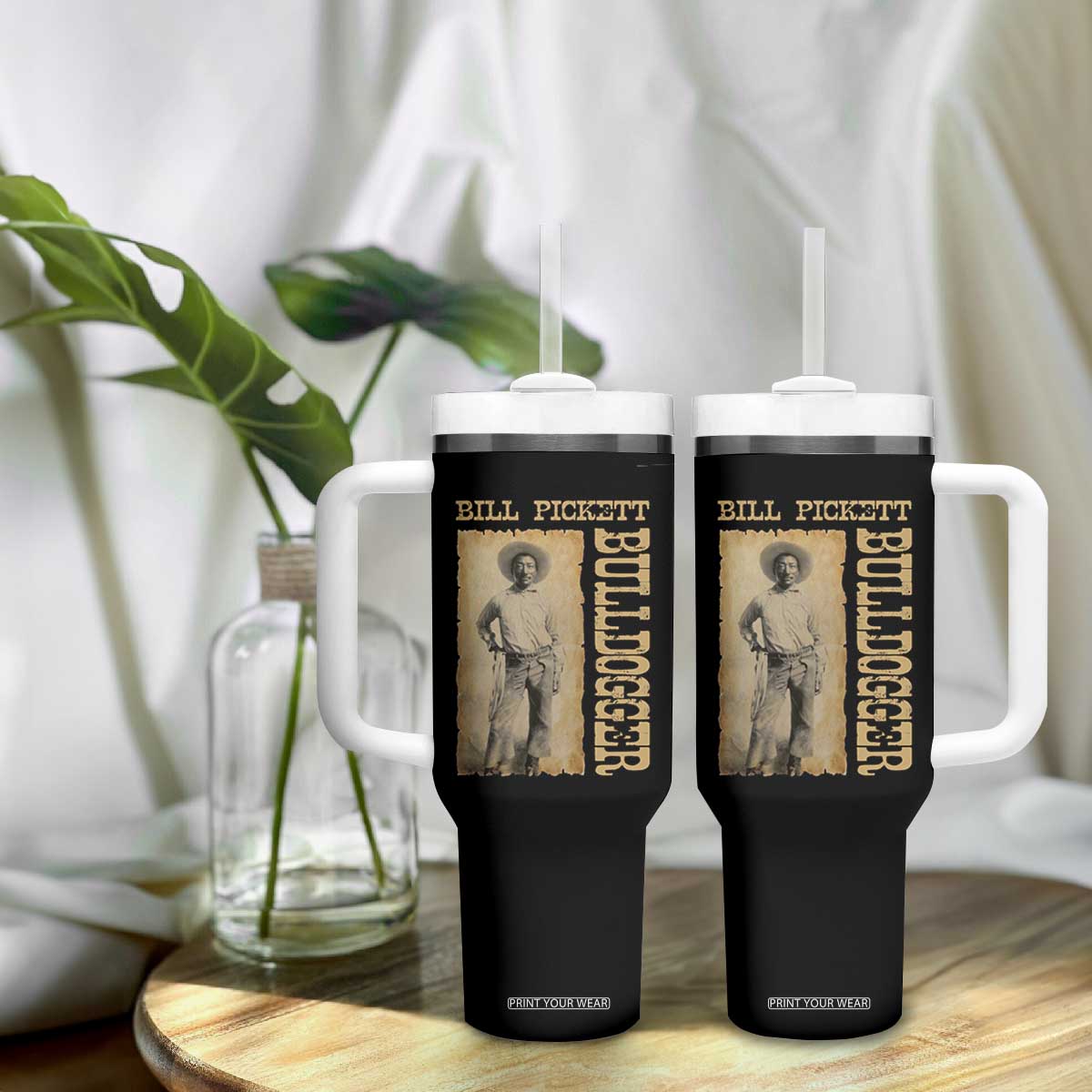 Bill Pickett The Bulldogger Tumbler With Handle Western African American Cowboy TS11 Print Your Wear