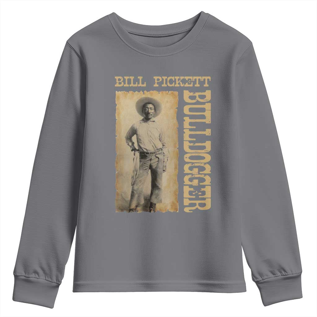 Bill Pickett The Bulldogger Youth Sweatshirt Western African American Cowboy TS11 Charcoal Print Your Wear