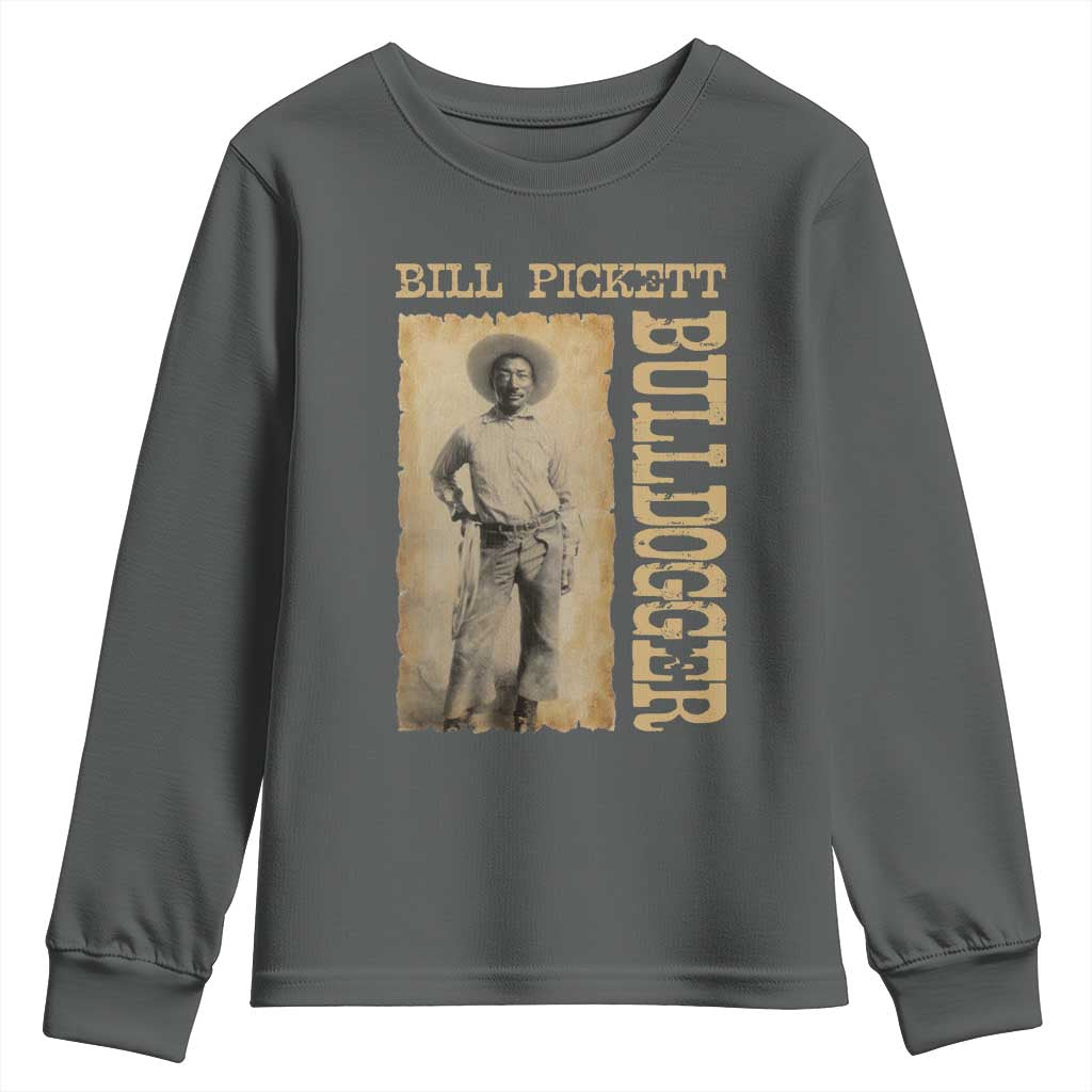 Bill Pickett The Bulldogger Youth Sweatshirt Western African American Cowboy TS11 Dark Heather Print Your Wear