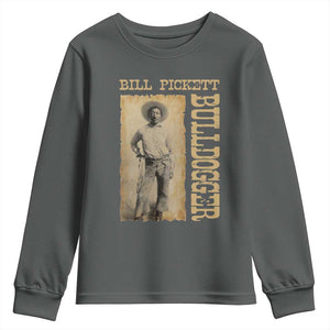 Bill Pickett The Bulldogger Youth Sweatshirt Western African American Cowboy TS11 Dark Heather Print Your Wear
