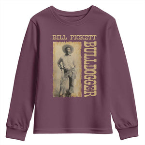 Bill Pickett The Bulldogger Youth Sweatshirt Western African American Cowboy TS11 Maroon Print Your Wear