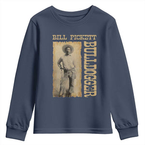 Bill Pickett The Bulldogger Youth Sweatshirt Western African American Cowboy TS11 Navy Print Your Wear