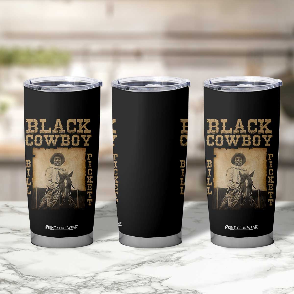 Bill Pickett Tumbler Cup Black Cowboy Western Legend Vintage TS02 Print Your Wear