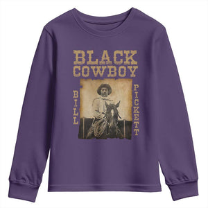 Bill Pickett Youth Sweatshirt Black Cowboy Western Legend Vintage TS02 Purple Print Your Wear