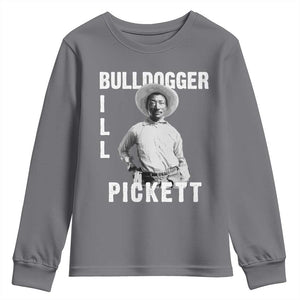 Bill Pickett Youth Sweatshirt Bulldogger Black Cowboy Western Legend Vintage TS02 Charcoal Print Your Wear
