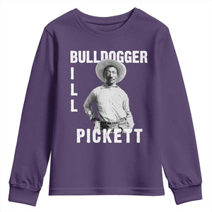 Bill Pickett Youth Sweatshirt Bulldogger Black Cowboy Western Legend Vintage TS02 Purple Print Your Wear