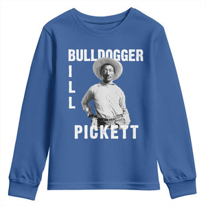 Bill Pickett Youth Sweatshirt Bulldogger Black Cowboy Western Legend Vintage TS02 Royal Blue Print Your Wear