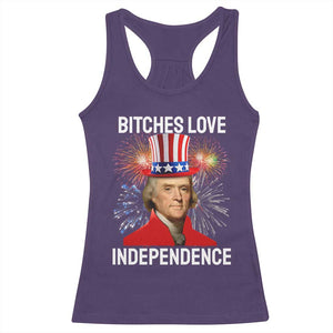 Bitches Love Independence Racerback Tank Top Thomas Jefferson Funny 4th Of July TS10 Purple Print Your Wear