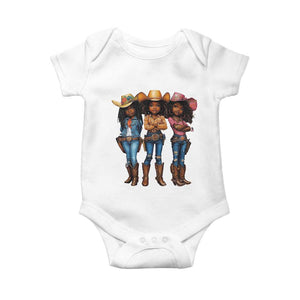 Black African American Cowgirl Baby Western Country Texas Baby Onesie TS11 White Print Your Wear