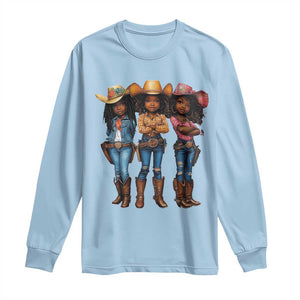 Black African American Cowgirl Baby Western Country Texas Long Sleeve Shirt TS11 Light Blue Print Your Wear