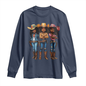 Black African American Cowgirl Baby Western Country Texas Long Sleeve Shirt TS11 Navy Print Your Wear