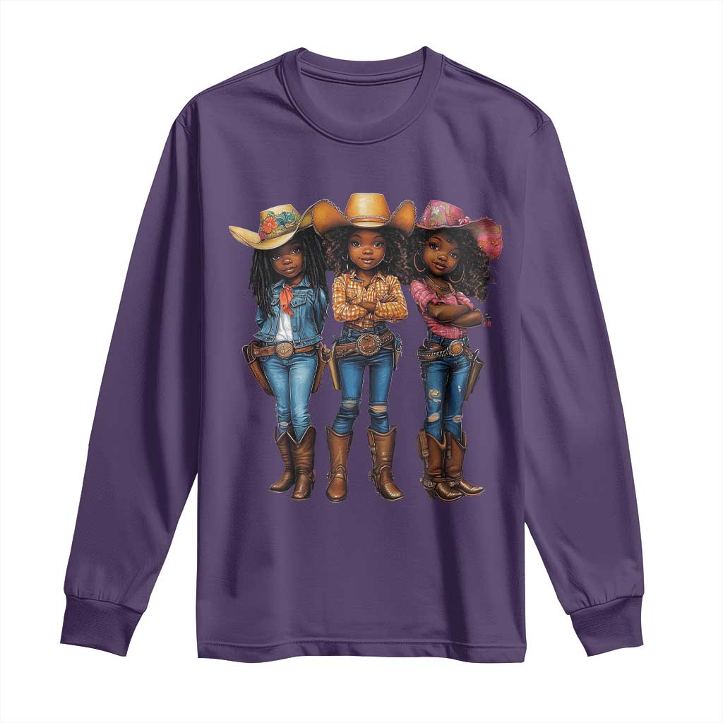 Black African American Cowgirl Baby Western Country Texas Long Sleeve Shirt TS11 Purple Print Your Wear