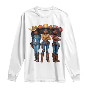 Black African American Cowgirl Baby Western Country Texas Long Sleeve Shirt TS11 White Print Your Wear