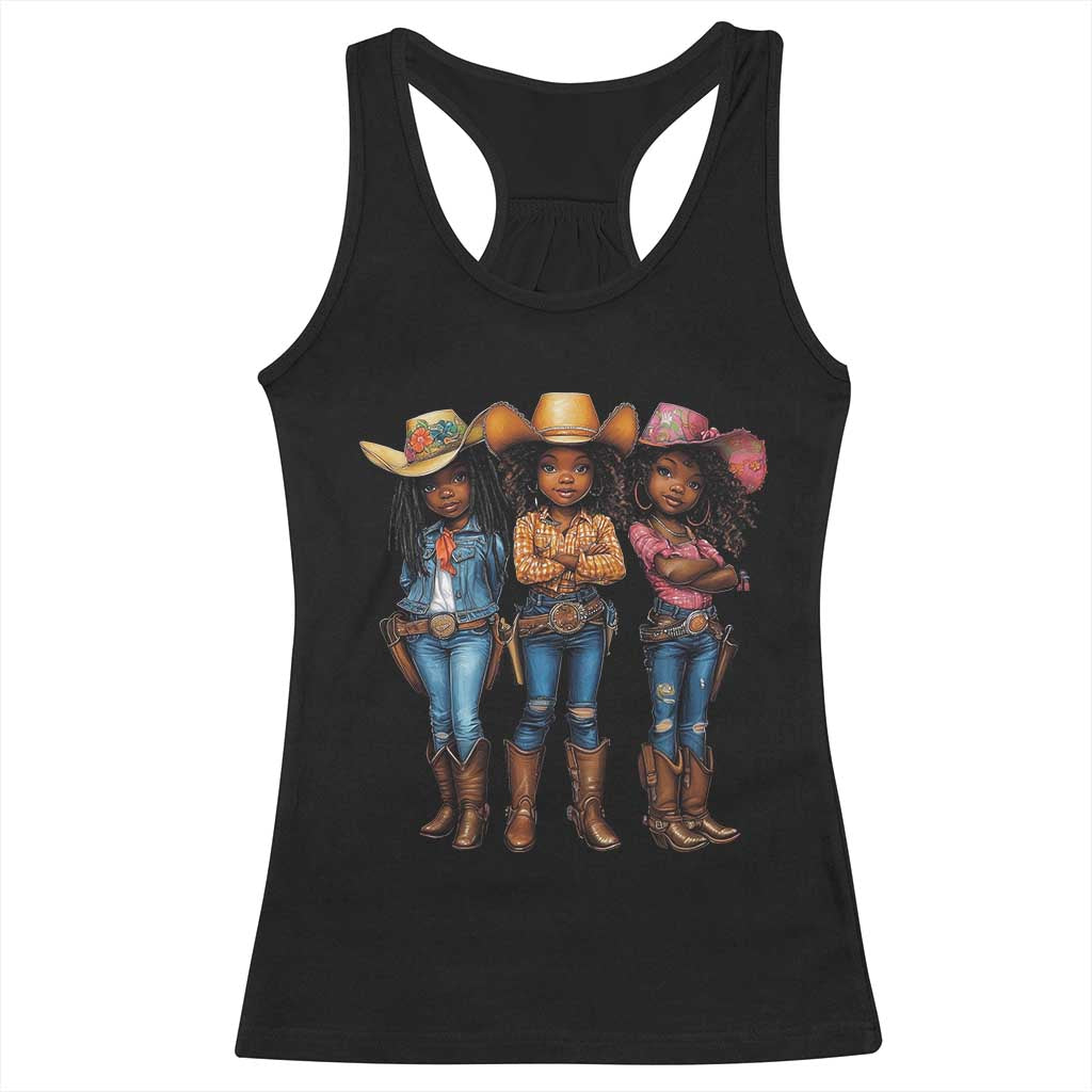 Black African American Cowgirl Baby Western Country Texas Racerback Tank Top TS11 Black Print Your Wear