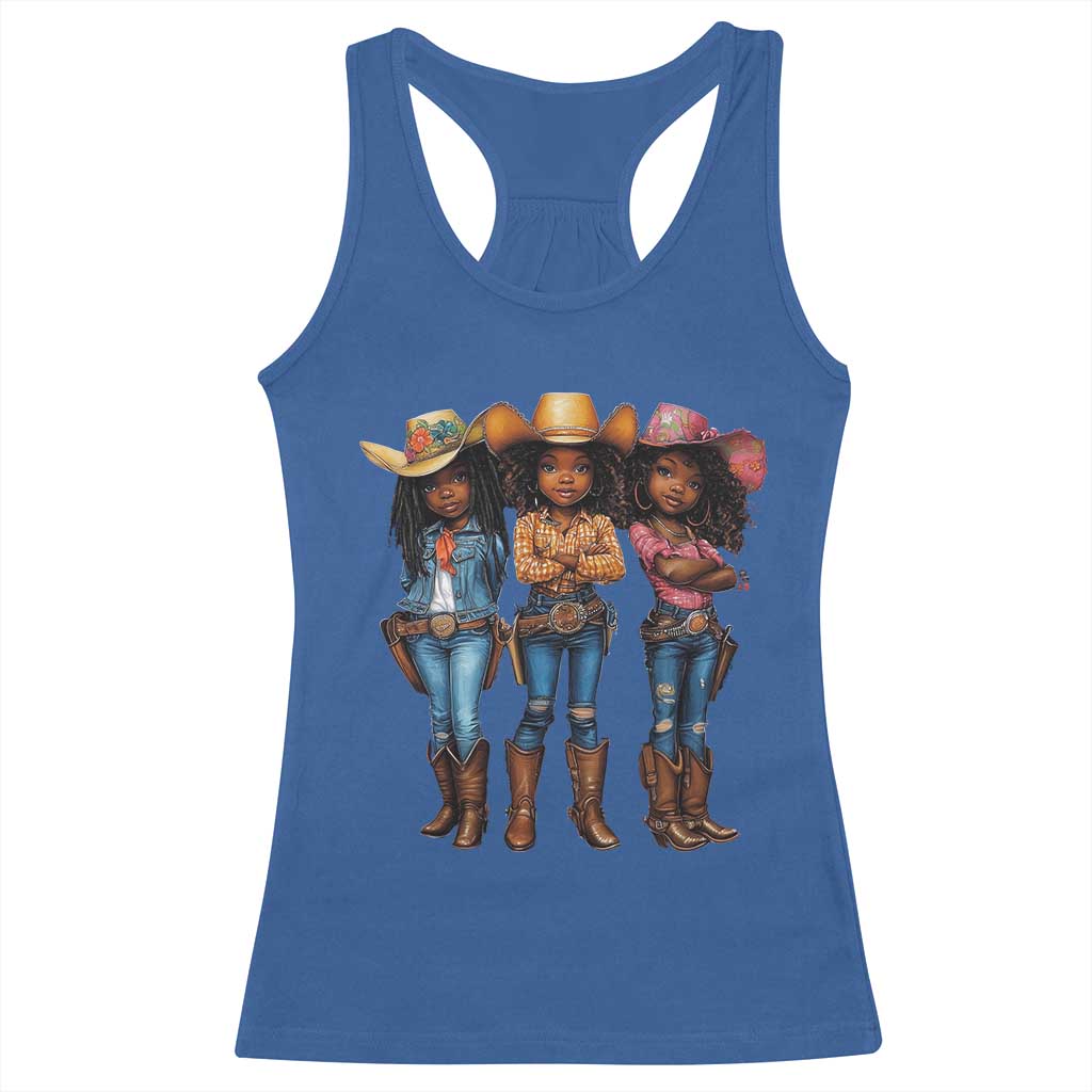 Black African American Cowgirl Baby Western Country Texas Racerback Tank Top TS11 Royal Blue Print Your Wear