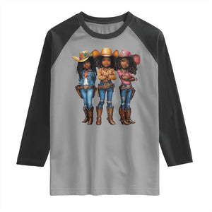Black African American Cowgirl Baby Western Country Texas Raglan Shirt TS11 Sport Gray Black Print Your Wear