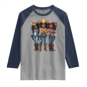 Black African American Cowgirl Baby Western Country Texas Raglan Shirt TS11 Sport Gray Navy Print Your Wear