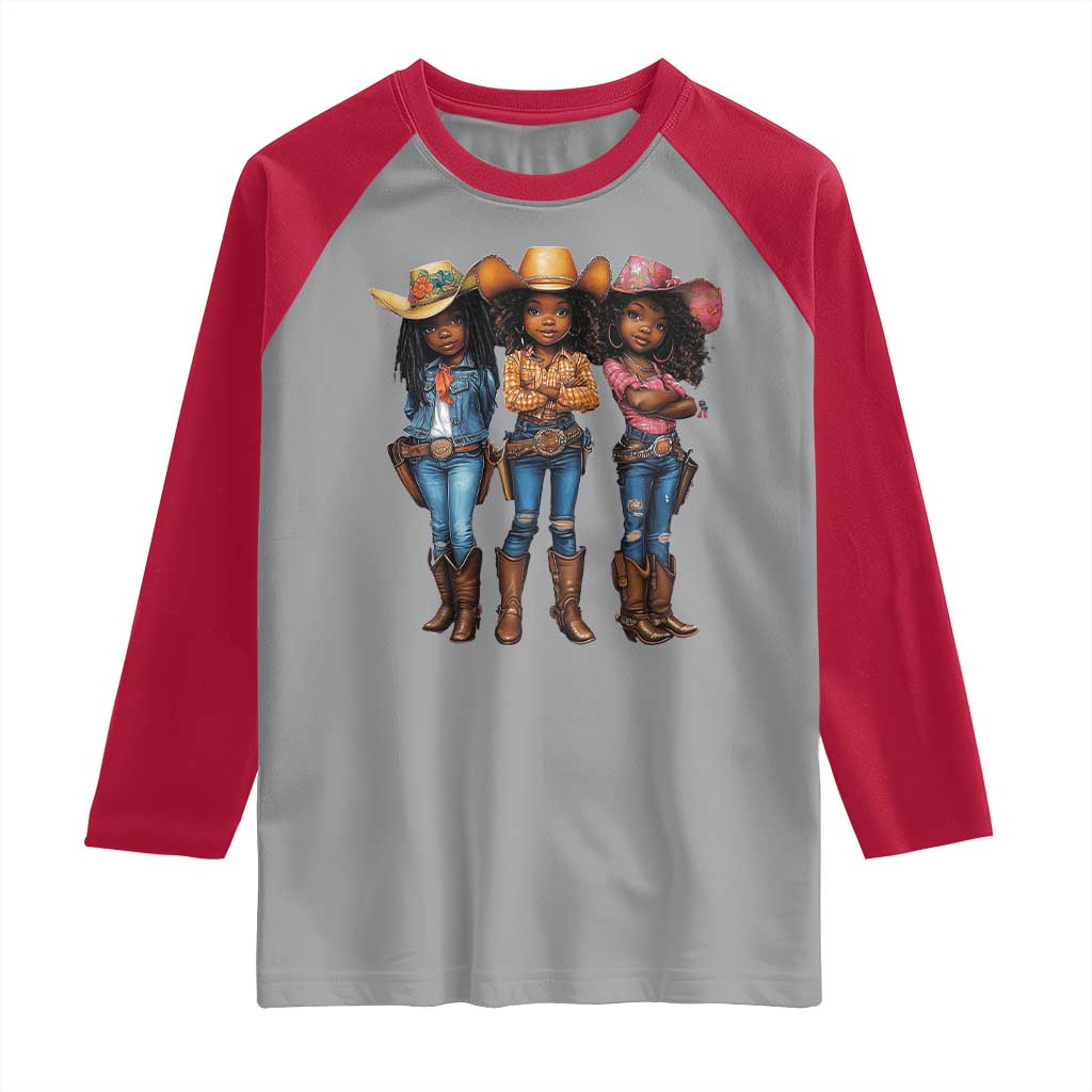 Black African American Cowgirl Baby Western Country Texas Raglan Shirt TS11 Sport Gray Red Print Your Wear