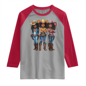 Black African American Cowgirl Baby Western Country Texas Raglan Shirt TS11 Sport Gray Red Print Your Wear