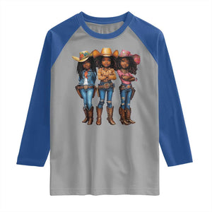 Black African American Cowgirl Baby Western Country Texas Raglan Shirt TS11 Sport Gray Royal Print Your Wear
