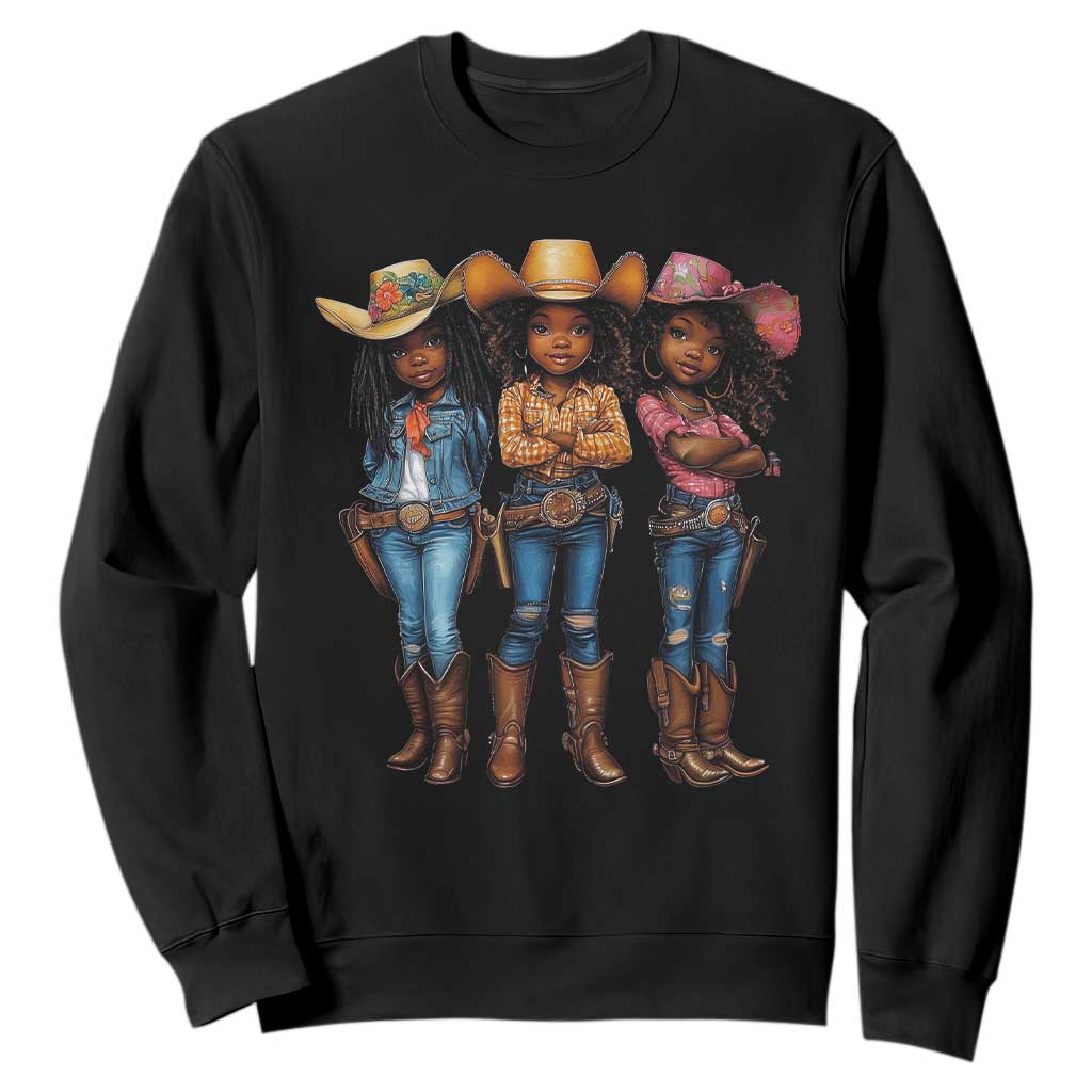 Black African American Cowgirl Baby Western Country Texas Sweatshirt TS11 Black Print Your Wear